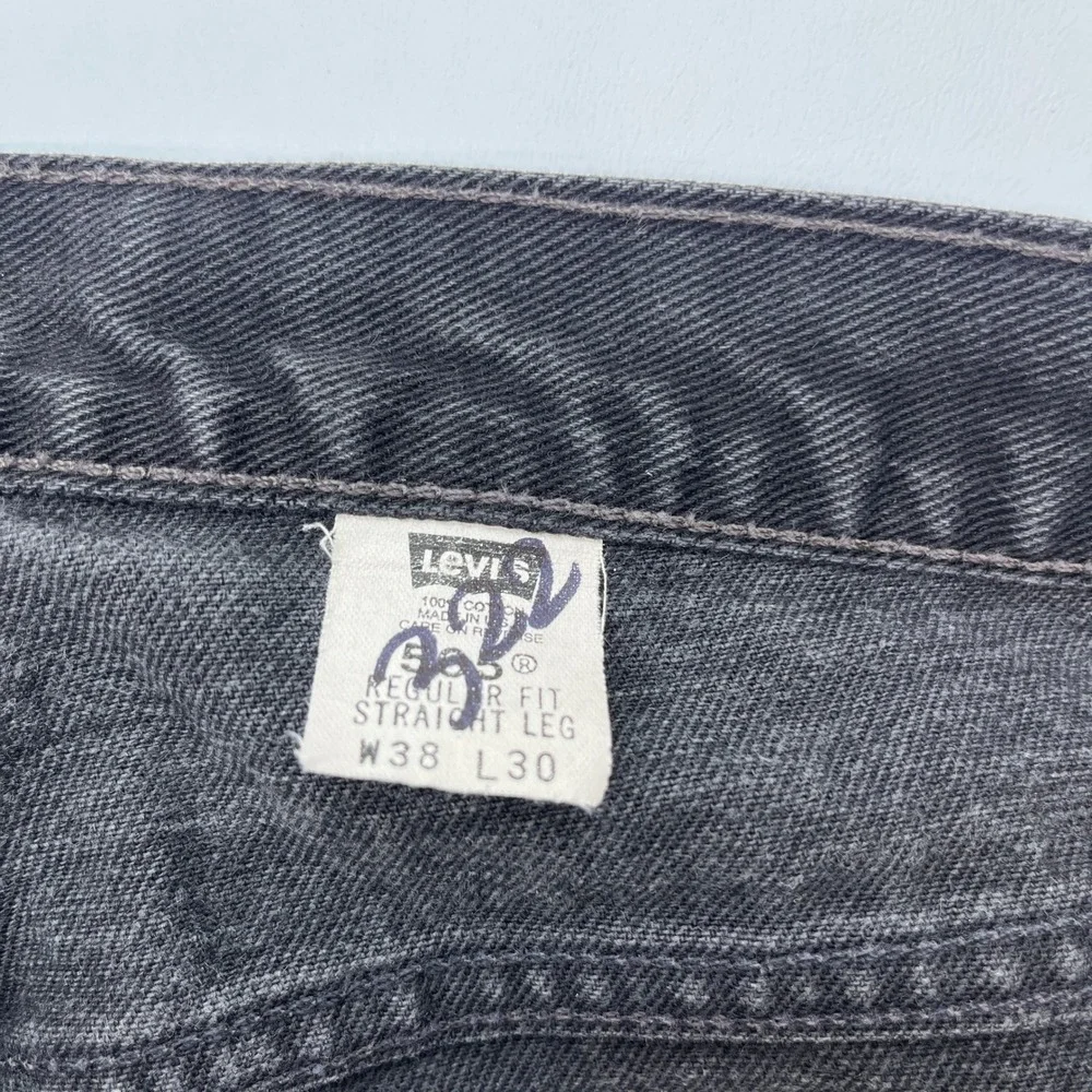 Levis 505 Vintage 1991 Black Straight Leg Jeans 38x30 Made in USA 90s Denim